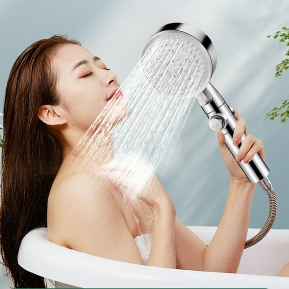 RKZDSR High-Pressure Handheld Showerhead with 8 Spray Modes - Suitable for Hard Water - Perfect for Elderly Users
