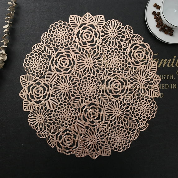 RKZDSR Hollowed Out Insulation Mat Solid Polyvinyl Chloride Leather Placemats , Coffee Mats, Kitchen Table Mats, , Easy To Clean Kitchen Table Mats