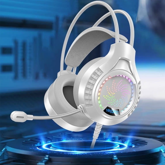 RKZDSR Illuminated Dual 3.5mm+USB Wired Headworn Gaming Earphones for a Fully Immersive Gaming Experience
