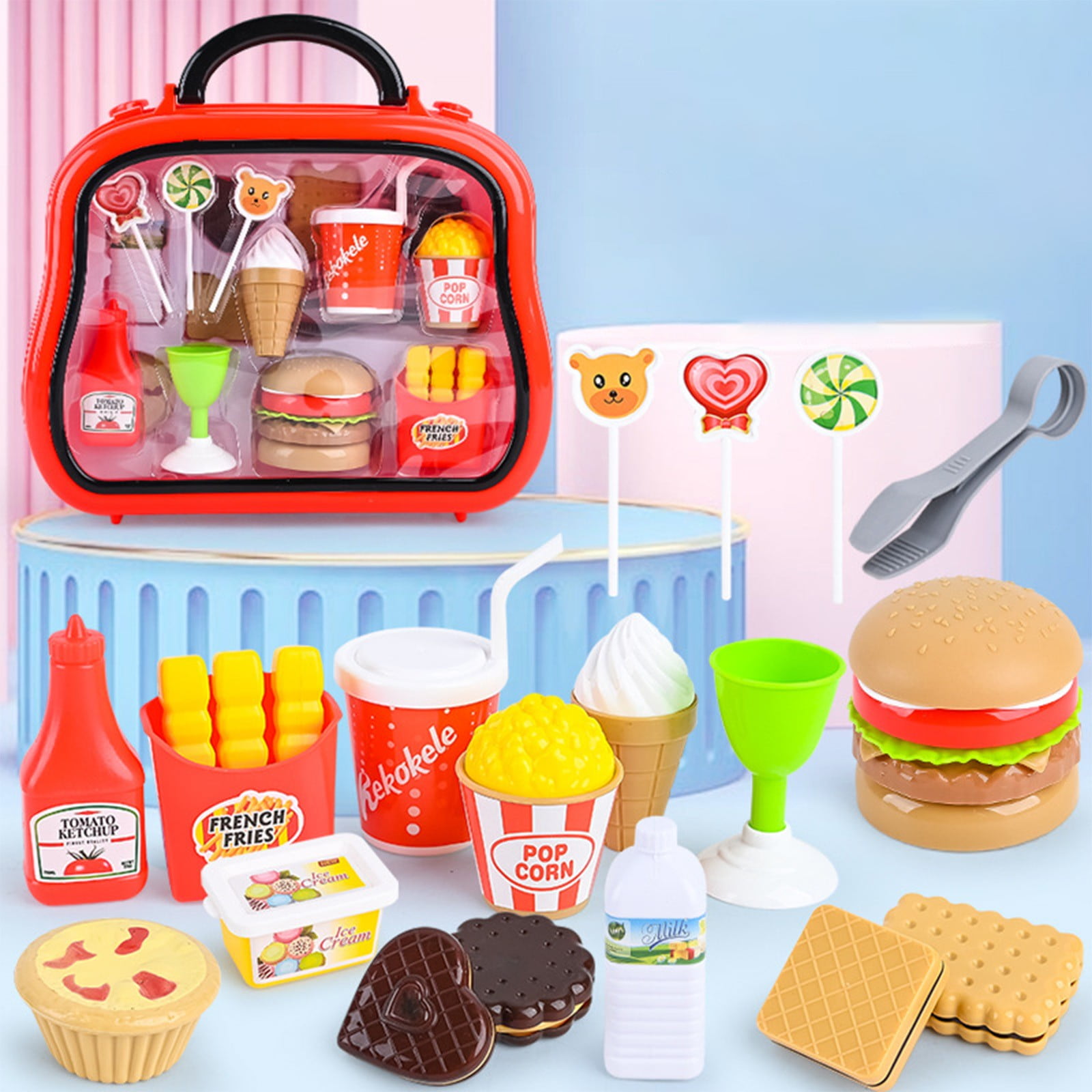 RKZDSR Kids Pretend Play Food Sets Fake Food Toy Toddler Play Kitchen