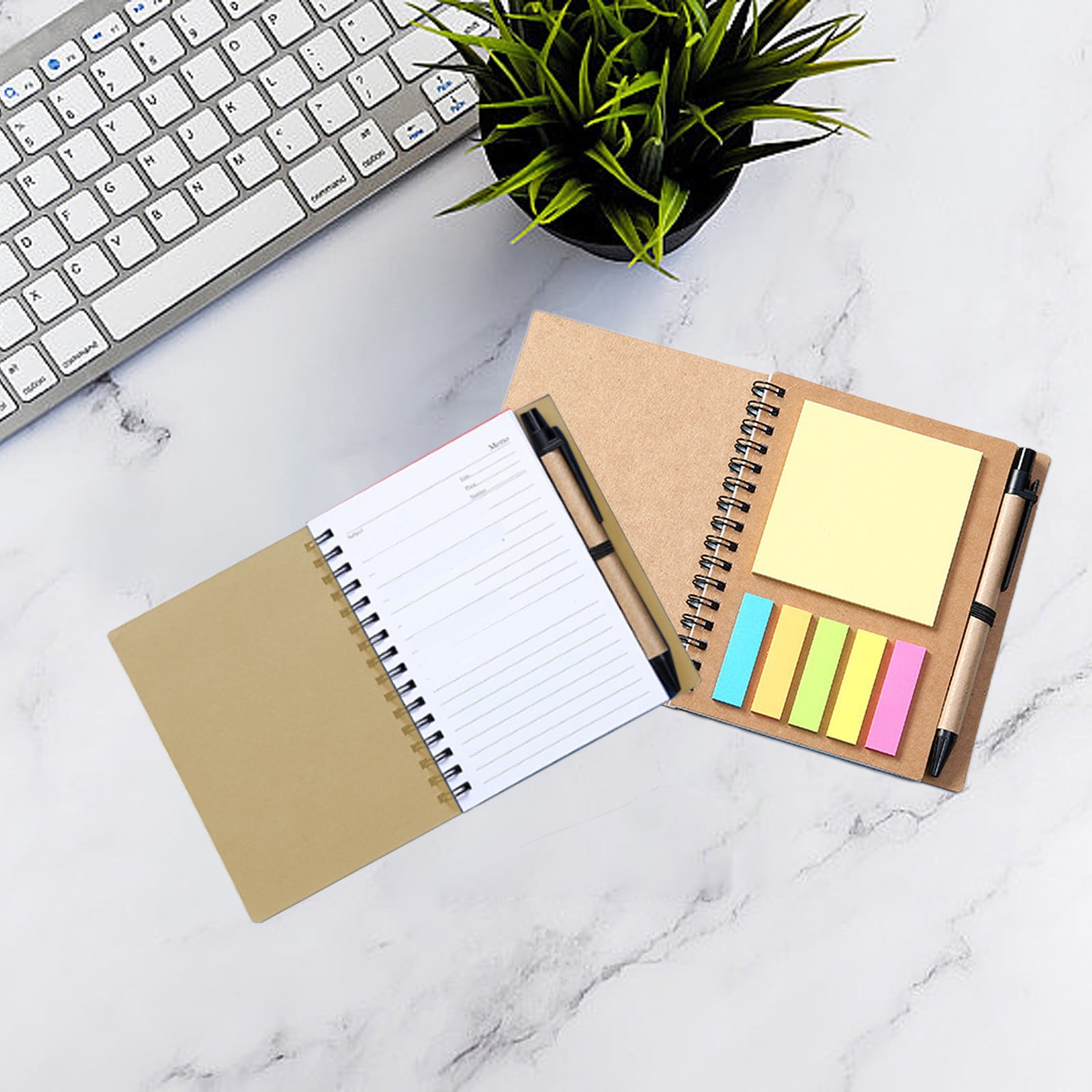 RKZDSR Kraft Paper Notepad & Student Notebook with Pen, Coil Bound Memo ...