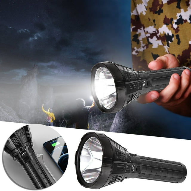 RKZDSR LED Torch 100000 Lumens High Power Super Bright Powerful Flashlight, USB Rechargeable 5 Modes Military Torch Light Outdoor Searchlight With Rechargeable Battery