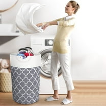 RKZDSR Large Collapsible Laundry Basket - 82L Capacity, Long Reinforced Handles, Freestanding Clothes Hamper for Bedroom and Bathroom Storage