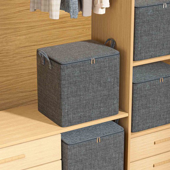 RKZDSR Large Storage Bags, Clothes Storage Bins Foldable Closet Organizers Storage Containers with Durable Handles for Clothing, Blanket, Comforters, Bed Sheets, Pillows and Toys(Gray)