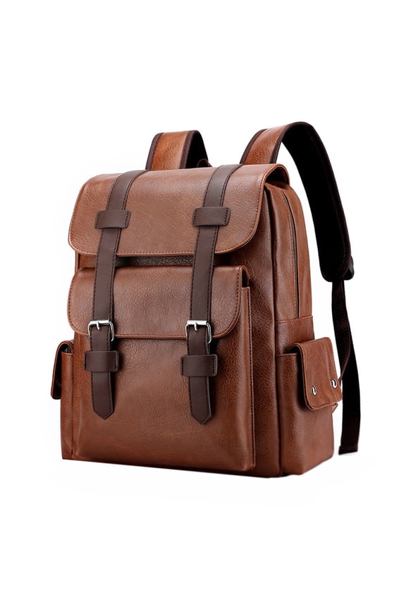 Leather Laptop Backpack for Men Work Business Travel Office Backpack College Bookbag, Fits Notebook Up to 15.6 Inches