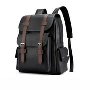RKZDSR Leather Laptop Backpack for Men Work Business Travel Office Backpack College Bookbag, Fits Notebook Up to 15.6 Inches