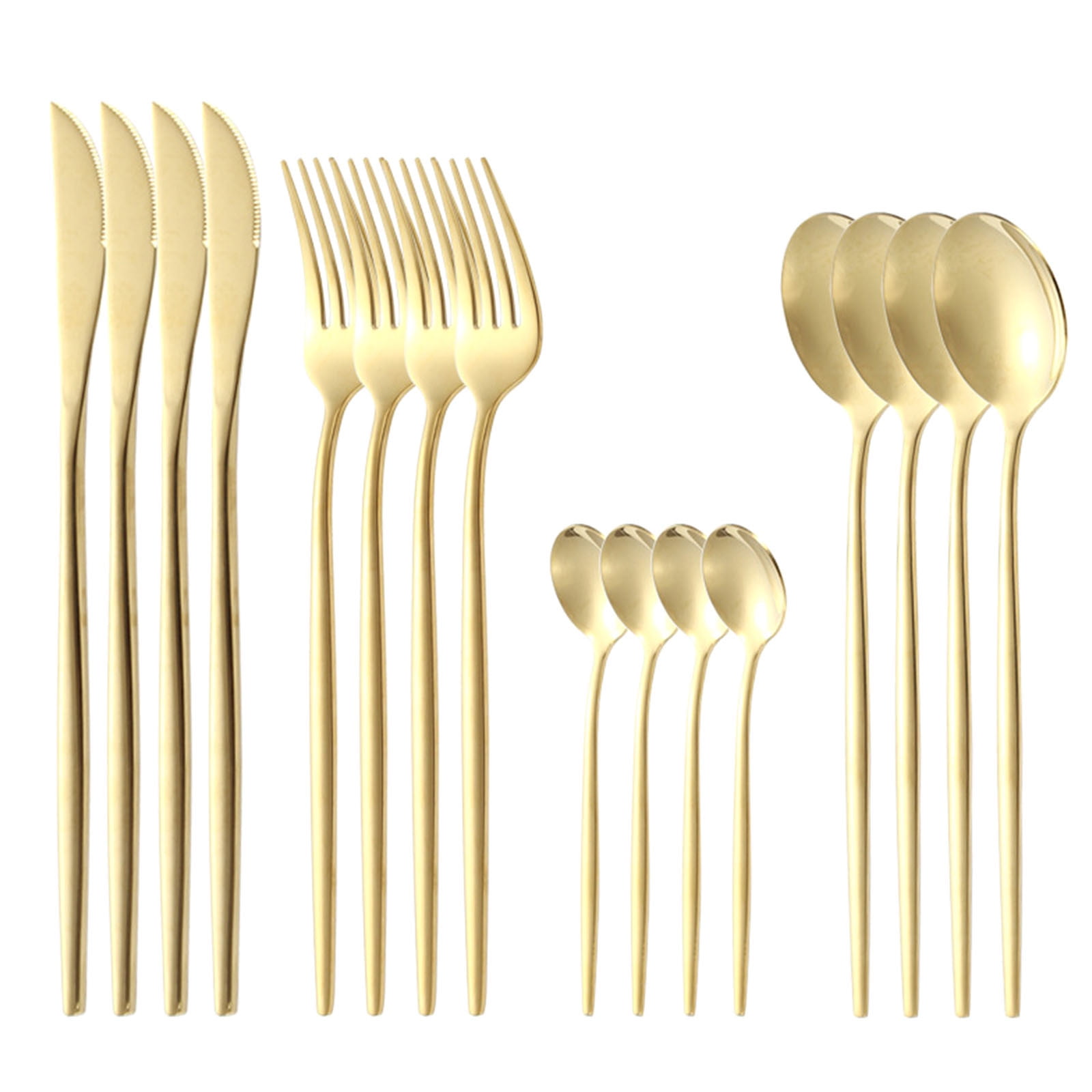 RKZDSR Luxurious Matte Gold Silverware Set Stainless Steel Flatware