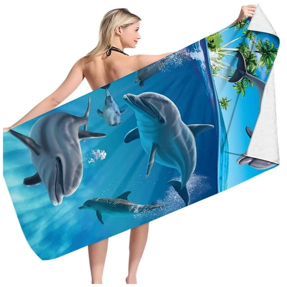 RKZDSR Marine Animals Beach Towel Microfiber Double-sided Velvet Turtle Octopuss Beach Towel Swimming Bath Towel Versatile Beach Towel