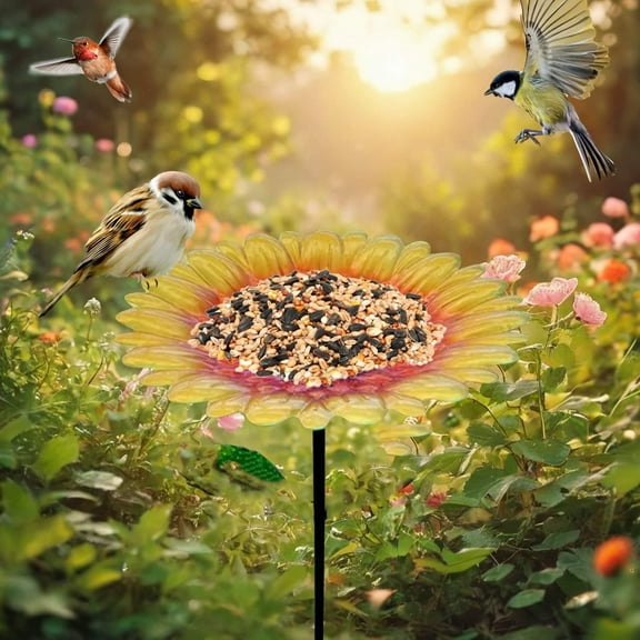 RKZDSR Metal Hummingbird Feeder with Metal Stake - Outdoor Garden Bath & Birdbath, Waterproof Bird Bath for Bird Feeding, Yard Decor & Gifts for Bird Lovers