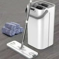 RKZDSR Mop and Bucket with Wringer Set Flat Floor Mop with 4 Washable
