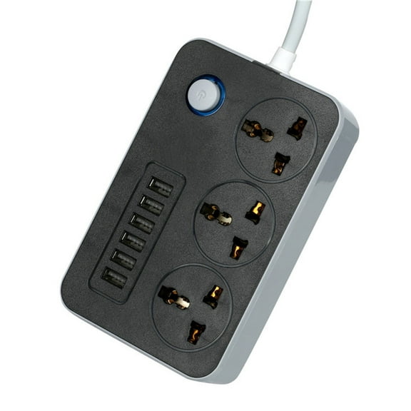 RKZDSR Multifunctional Household Power Strip - Standard Plug with Switches, 6.5ft Long Cord, Socket with USB Ports, Ideal for Home and Office Use