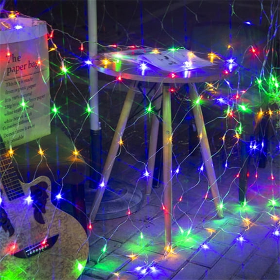 RKZDSR Outdoor Solar Fishnet Lights: Waterproof Colored Decorative Light Strings for Yard Holiday Decorations.