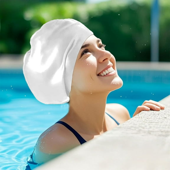 RKZDSR Oversized Silicone Swim Cap for Long Hair - High Elasticity Waterproof Hair Care, Adjustable Swim Cap for Adults - Ideal for Swimming Training, Beach Vacations, and Water Parks