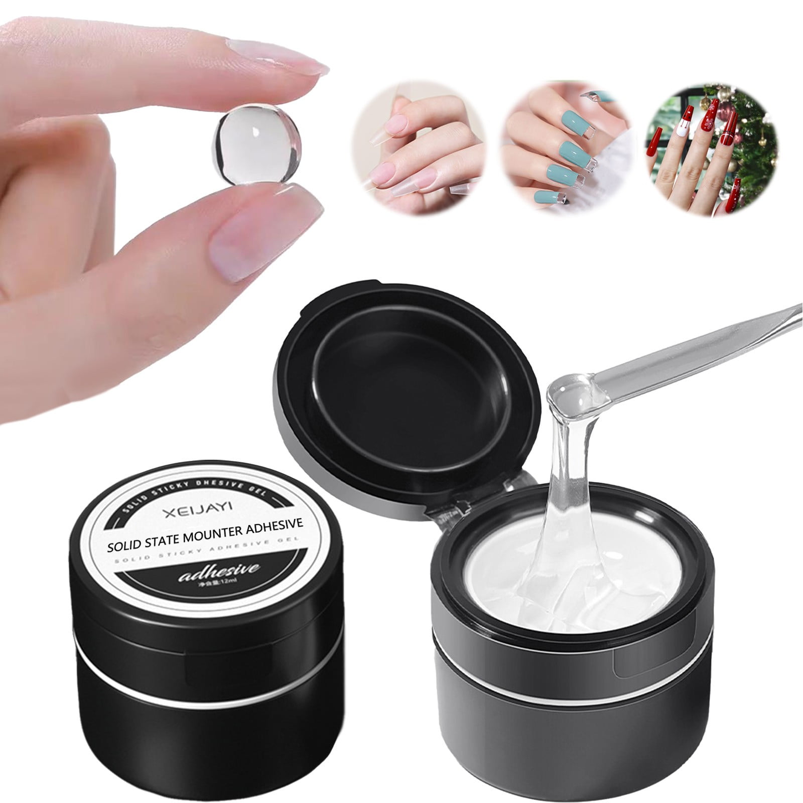 RKZDSR Pack of 2 Solid Nail Glue Gels 12ml Acrylic Adhesive for Press