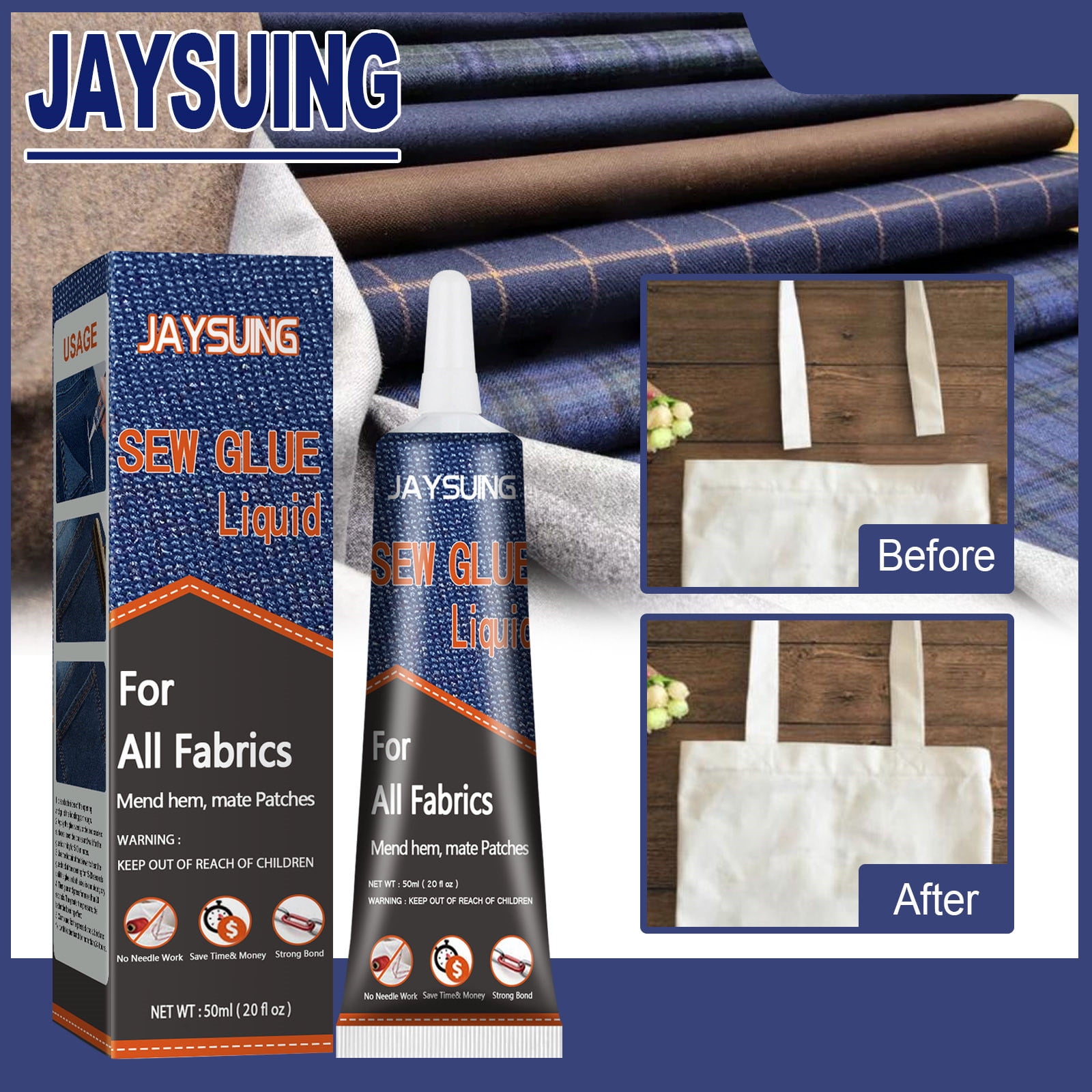 RKZDSR Permanent Clear Fabric Glue Washable Clothing Adhesive for All