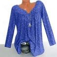 thumbnail image 1 of RKZDSR Plus Size Womens Tops Casual V Neck Boho Floral Print Short Sleeve Graphic T-Shirts Loose Fit Comfy Trendy Pullover Blouse Oversized Basic Tshirt Top Navy#Long Sleeve XL, 1 of 8