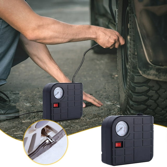 RKZDSR Portable Car Tire Pump with Pointer Type Gauge, 16 Cylinder Car Mounted Pump