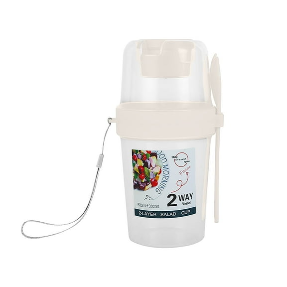 RKZDSR Portable Mason Cup for Breakfast - Light and Slimming Cup with Fork Cover, Ideal for Fruit, Vegetable, and Yogurt Consumption