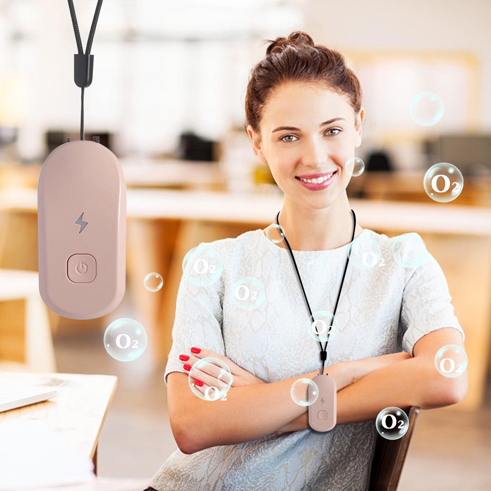 RKZDSR Portable Wearable Mini Negative Ion Air Purifier Necklace with UVC Sterilizer