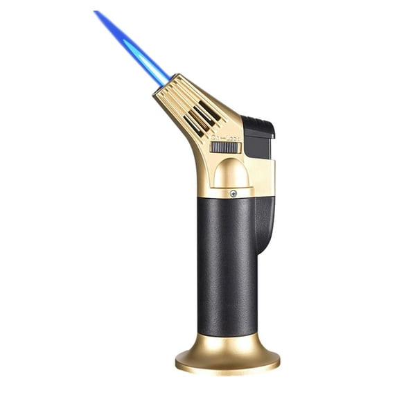 RKZDSR Refillable Butane Torch Lighter - Safe Lock Kitchen Cooking Lighter with Adjustable Flame, Powerful Blue Flame Ideal for Culinary Use.
