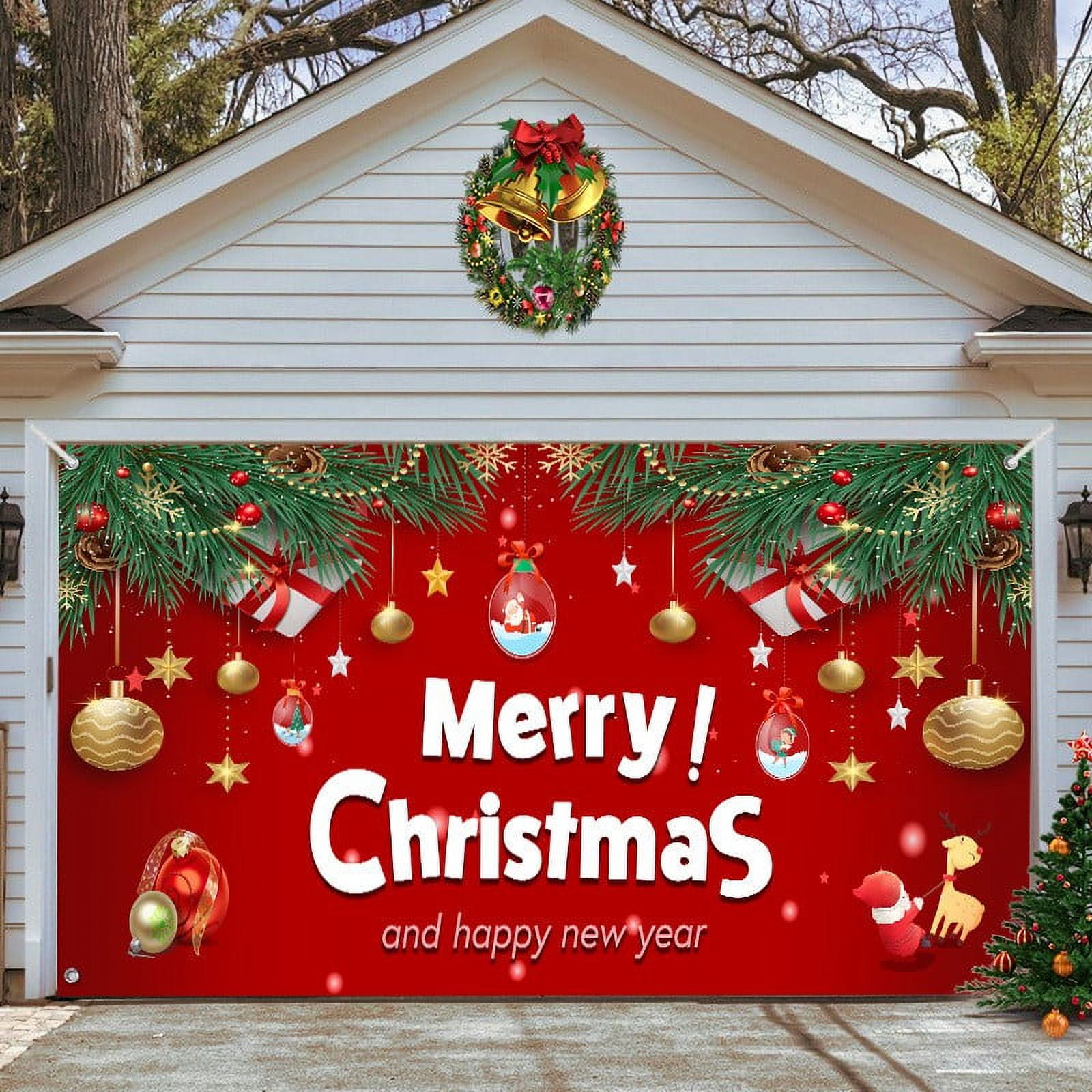RKZDSR Religious Christmas Banner Poster: Winter-themed Garage Door and ...