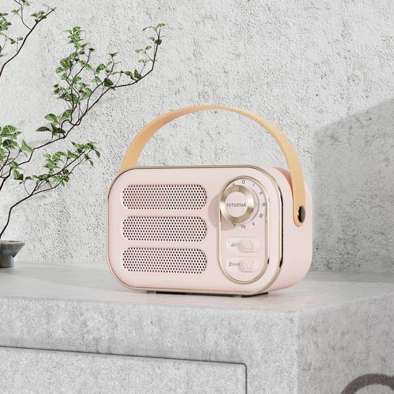RKZDSR Portable Bluetooth Speaker with FM Radio, TF Card & AUX, Retro Design, 5W Sound, Indoor/Outdoor Use, Long Battery Life, 2-5 Hours Playtime, USB Charging, Compact Size 4.9 x 3.0 x 2.3 Inch