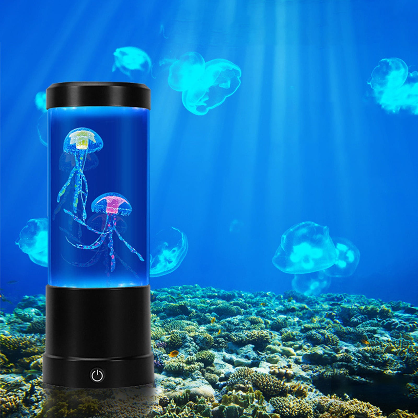 RKZDSR Round LED Jellyfish Aquarium Realistic Jellyfish Tank with 7