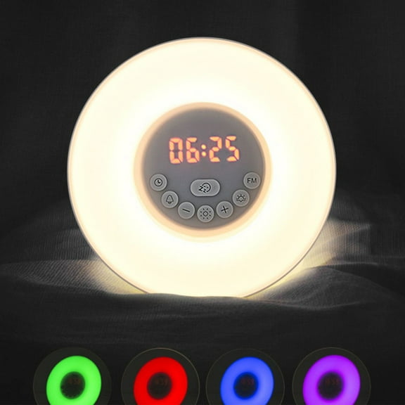 RKZDSR Smart Natural Wake-Up Light - Simulates Sunrise and Wake-Up with Clock Alarm, FM Radio, and Multifunctional Settings
