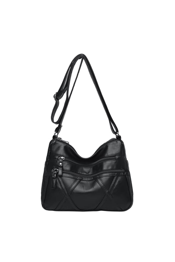 Soft Leather Shoulder Bag Mom's Bag, Ladies' Multi-Compartment Crossbody Bag with Large Capacity