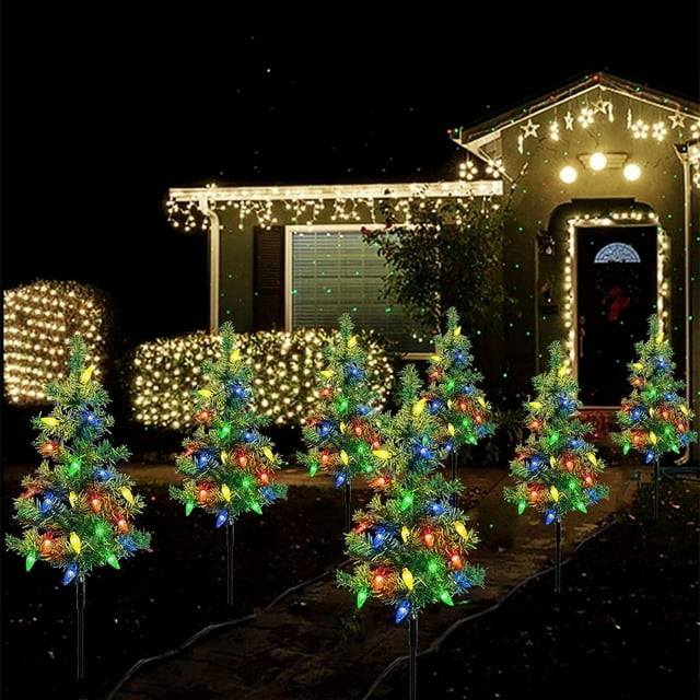 RKZDSR Solar Christmas Tree Upgraded 4Pack 120 LED Solar Christmas