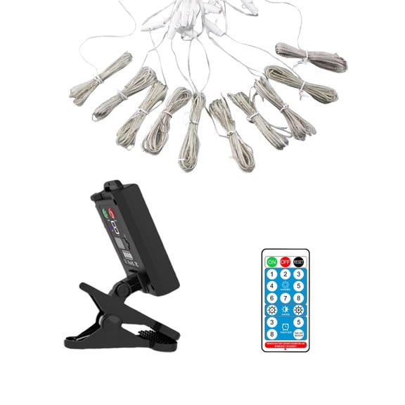 RKZDSR Solar LED Canopy Beach Camping Umbrella Light, 8 Modes,IP68, Clip Type Solar Panel - USB Chargeable + Remote Control (Mode Display/Power Display) Sof