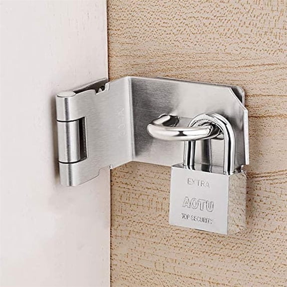 RKZDSR Stainless Steel Right Angle Door Lock Hasp: Extra Thick 90 Degree Turn Style, Complete with Screws.