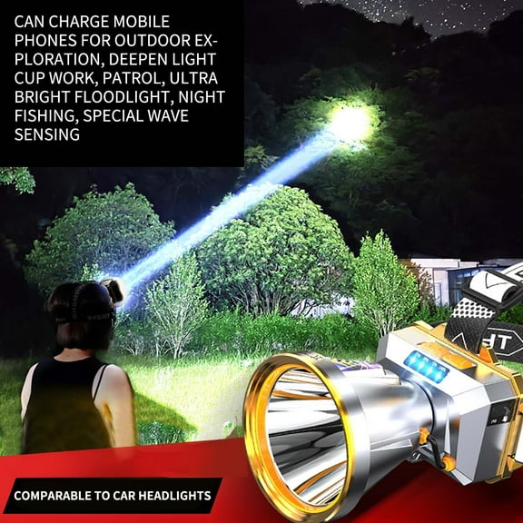 RKZDSR Super Bright LED Headlights - Zoomable and Rechargeable Outdoor Flashlight for Night Fishing, Remote Shooting, and Head-Mounted Miner's Lamp