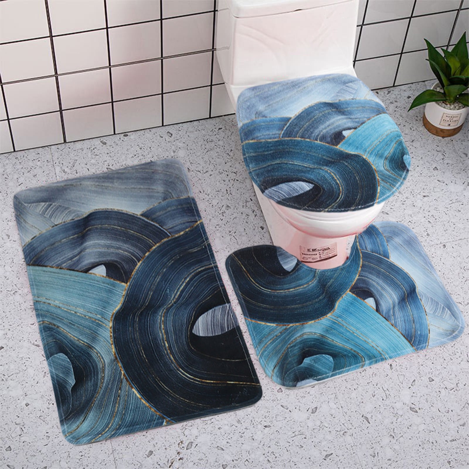RKZDSR Super Soft 3-Piece Bathroom Carpet Set - Non-Slip Bathtub Carpet ...