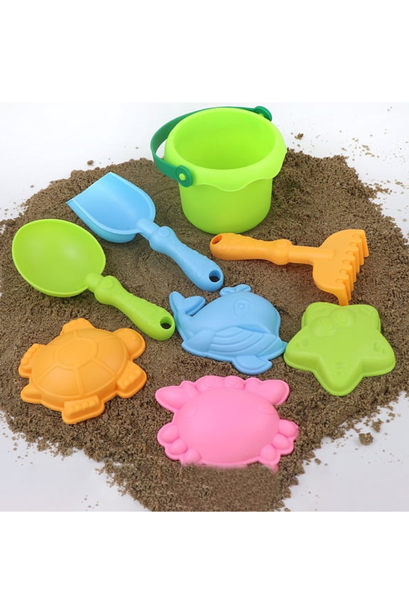 Beach Toys Set - 8 Piece Colorful Sand Playing Kit with Bucket, Spatulas, and Containers for Outdoor Fun, Summer Play, Beach Activities, Sandbox Adventures