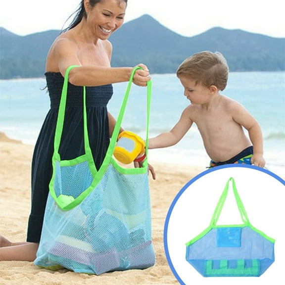 RKZDSR Large Capacity Mesh Beach Bag for - Durable Nylon Storage Tote for Sand Toys, Pool Accessories, and Outdoor Activities - Lightweight, Waterproof, Quick-Dry
