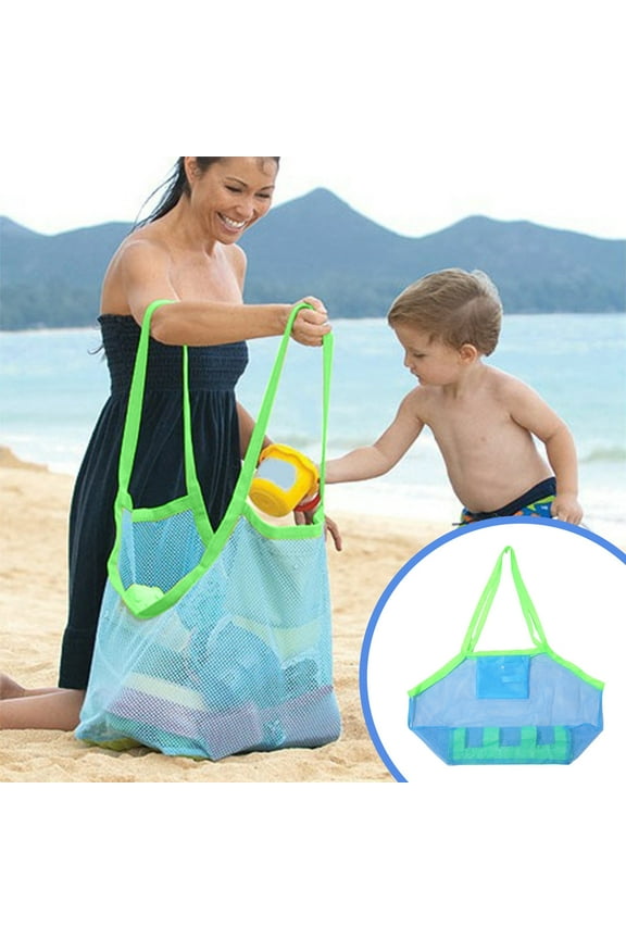 Large Capacity Mesh Beach Bag for - Durable Nylon Storage Tote for Sand Toys, Pool Accessories, and Outdoor Activities - Lightweight, Waterproof, Quick-Dry