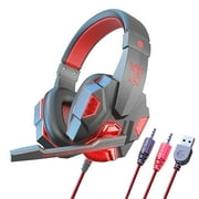 RKZDSR Wired Gaming Headset with Microphone and LED Lighting, Low-Latency Stereo Audio, Head-Mounted Computer Headset
