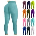 thumbnail image 1 of RKZDSR Women's High Waist Yoga Pants Scrunch Tummy Control Workout Ruched Butt Lifting Stretchy Leggings Anit Cellulite Textured Booty Tights(Sky Blue,S), 1 of 5