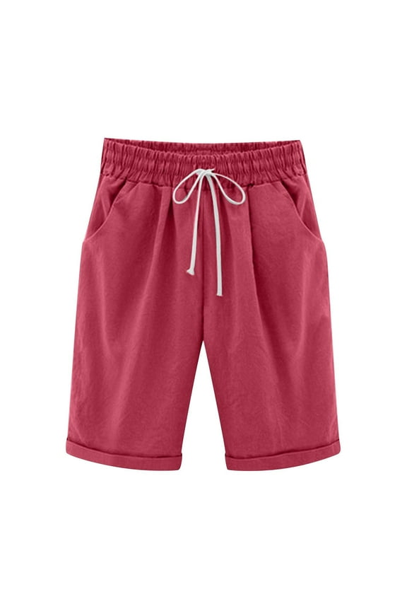 Women's Plus Size Hiking Cargo Bermuda Shorts 5"/7" Quick Dry Lounge Stretch Golf Fishing Walking Shorts with Drawstring Pockets Red XXXXL