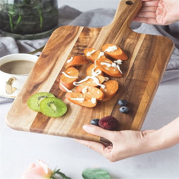RKZDSR Acacia Wood Rectangular Cutting Boards with Handle For Meat, Cheese Boards, Fruits, Vegetables, Bread, Wooden Chopping Boards For Kitchens, Brown,13.7 x 7in