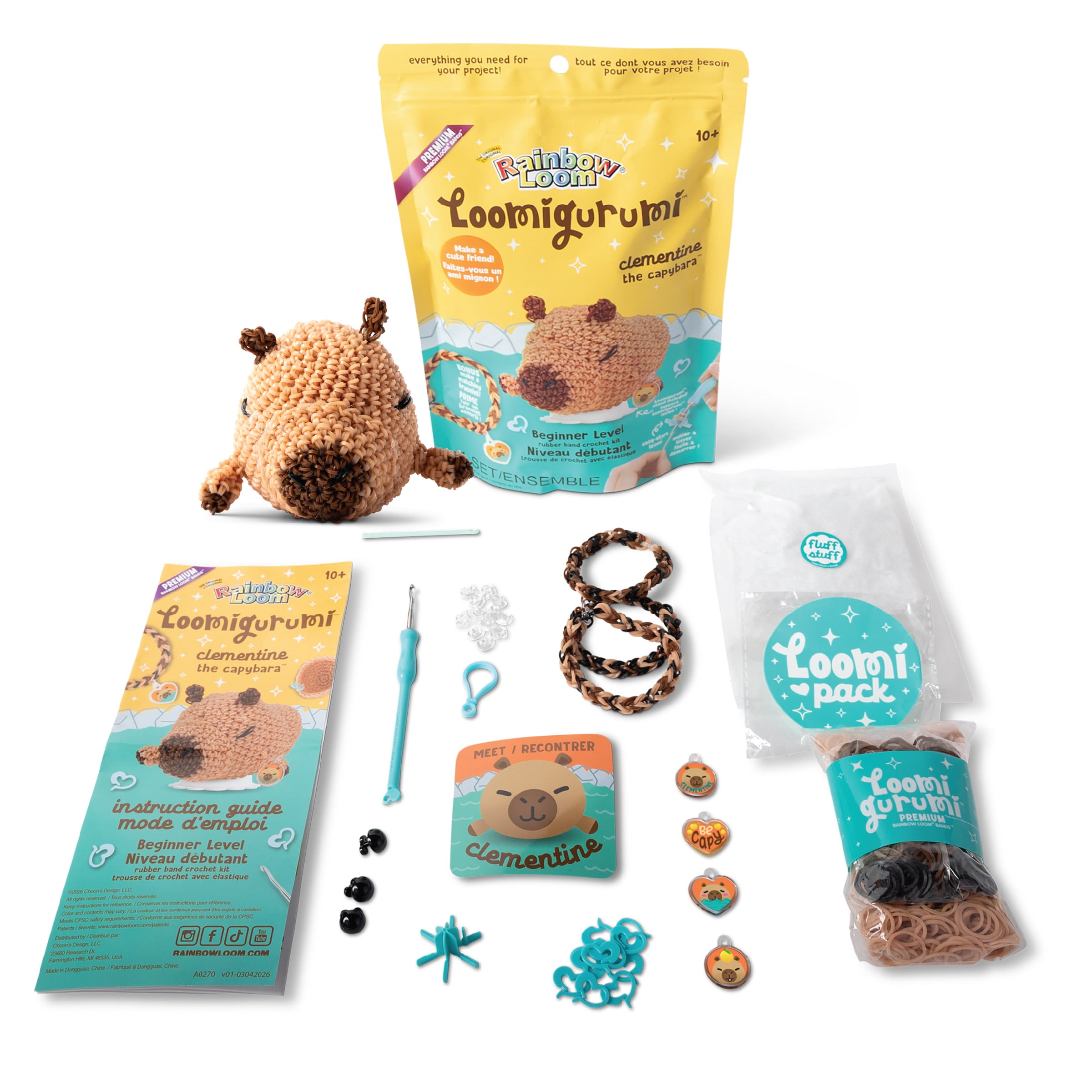 Rainbow Loom Loomigurumi Capybara Rubber Band Crochet-Style Craft Kit