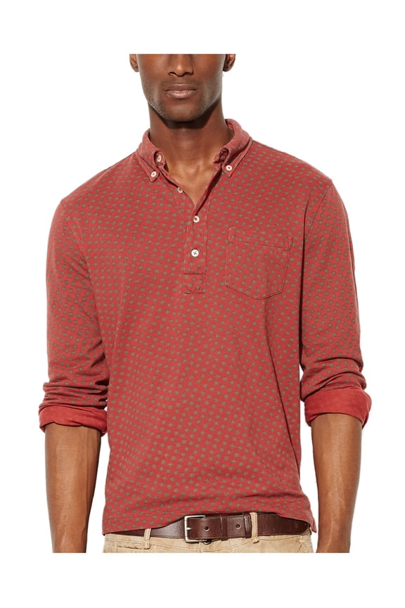 RL Mesh Button-Down Collar Polo Shirt Small S Burgundy