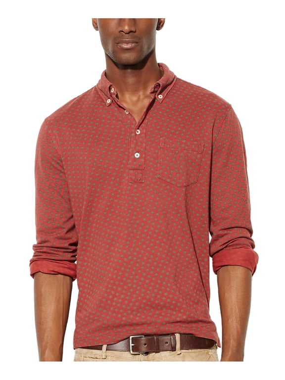 RL Mesh Button-Down Collar Polo Shirt Small S Burgundy