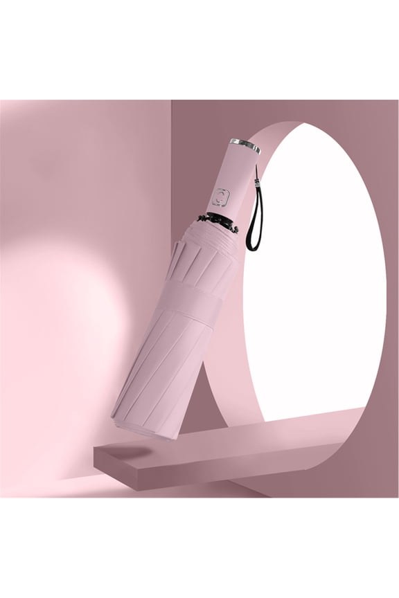 12-Rib Windproof Inverted Umbrella - Automatic Reflective Travel Umbrella with UV Protection, One-Button Open/Close