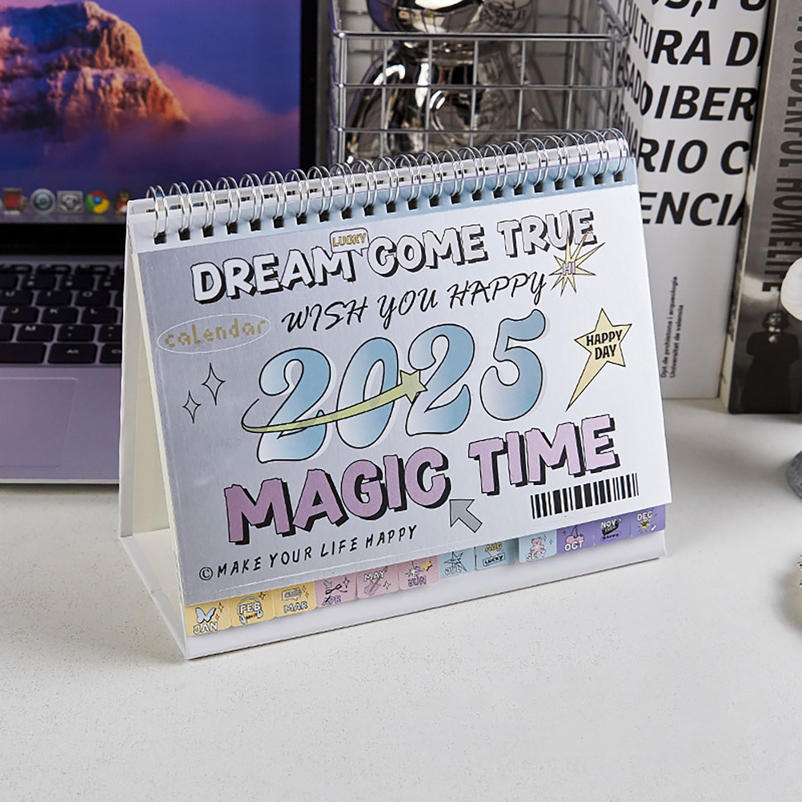 Bibiage 2025-2026 Desk Calendar - 24 Month Flip Calendar With To-Do List, Cute Office Decor (White)