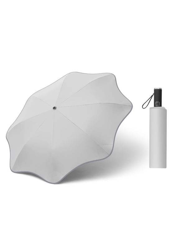 8-Rib Automatic Inverted Umbrella - Windproof Reflective Travel Umbrella with UV Protection, One-Button Open/Close