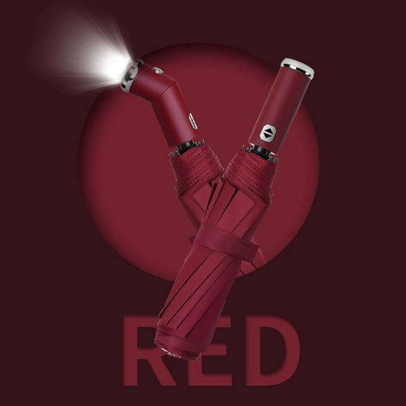 RLATCR Automatic Windproof Travel Umbrella - Lightweight Compact Folding Umbrella with LED Light, Non-Slip Handle for Men & Women