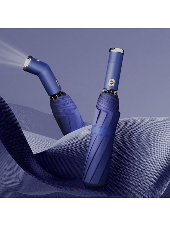 Fully Automatic LED Flashlight Umbrella 10-Rib Windproof 360° Sun & Rain Protection, One-Button Open/Close