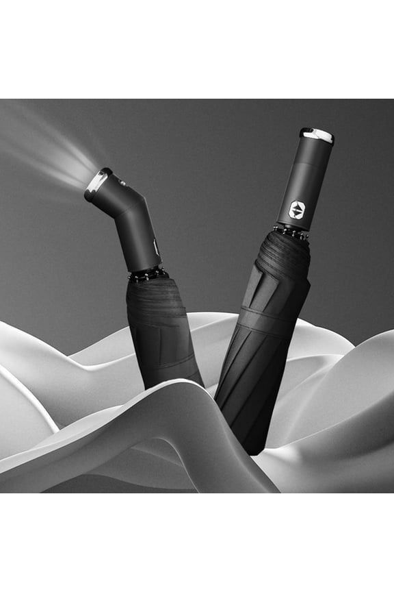Fully Automatic LED Flashlight Umbrella 10-Rib Windproof 360° Sun & Rain Protection, One-Button Open/Close